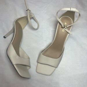 Aldo Cream Square-Toe Ankle-Strap Heels
